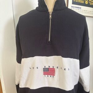 Brandy Melville / John Galt Navy and White Crewneck Sweatshirt